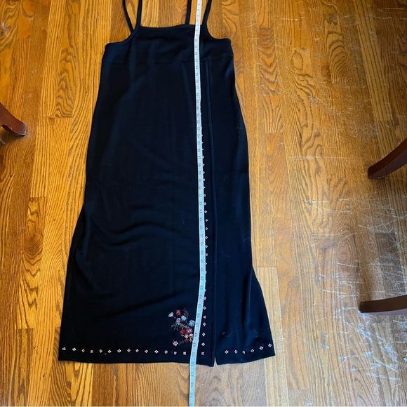 Vintage Garnet Hill Black Floral Embroidered Wool Dress, Size 14 Petite - Picture 15 of 16